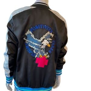 Pink Dolphin. Positivity Takes Flight. Unisex.  Bomber Jacket. Sz M Never Worn
